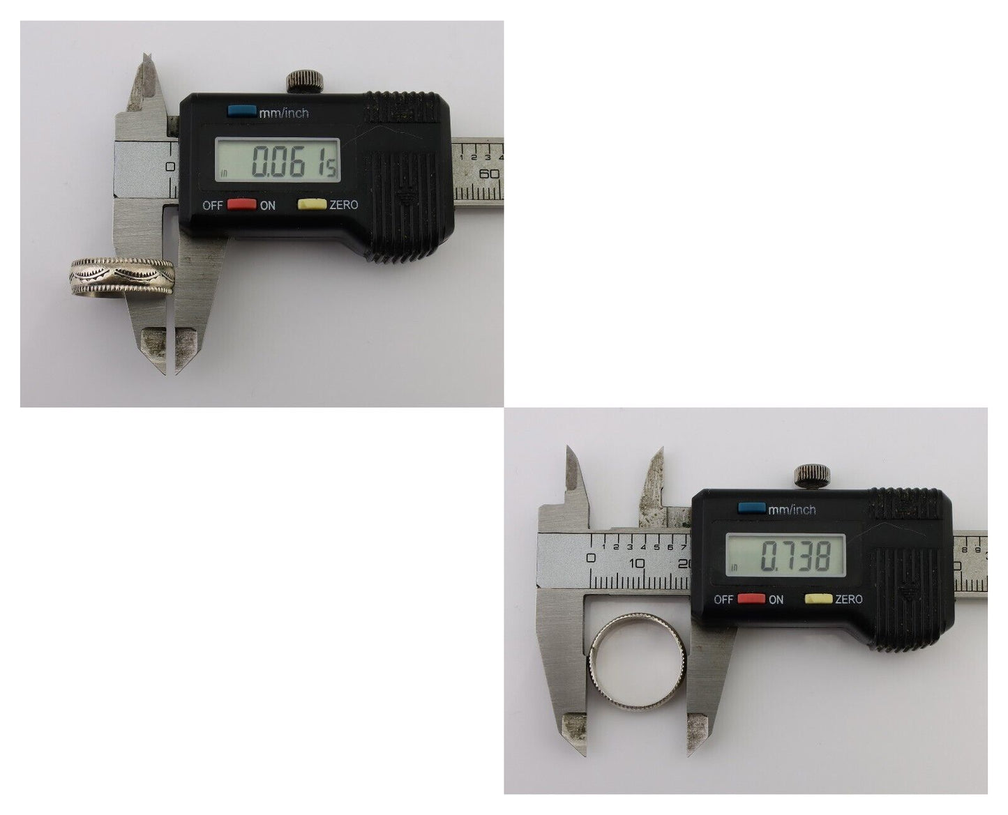 Navajo Hand Stamped Band 925 Silver 6.0 mm Native Artist Size 5.75 C.80's