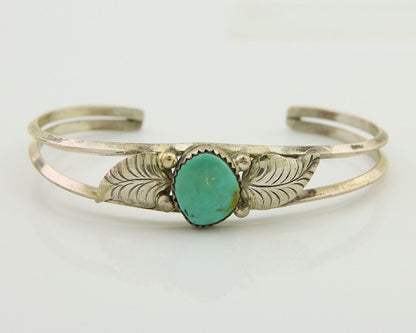 Navajo Cuff Bracelet Blue Turquoise 925 Silver Native Artist Signed BD C.80's