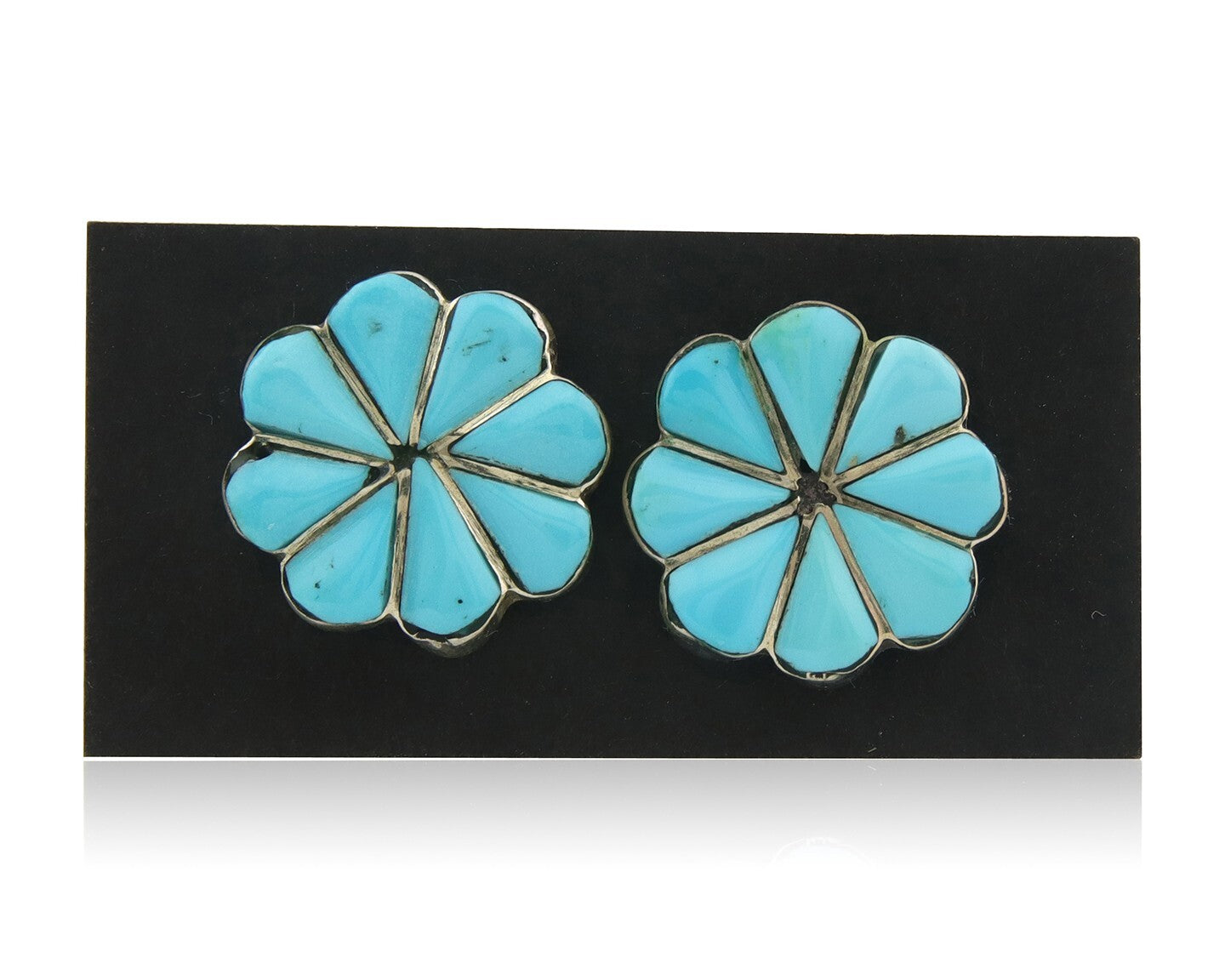 Navajo Earrings 925 Silver Natural Turquoise Native American Artist C.80's