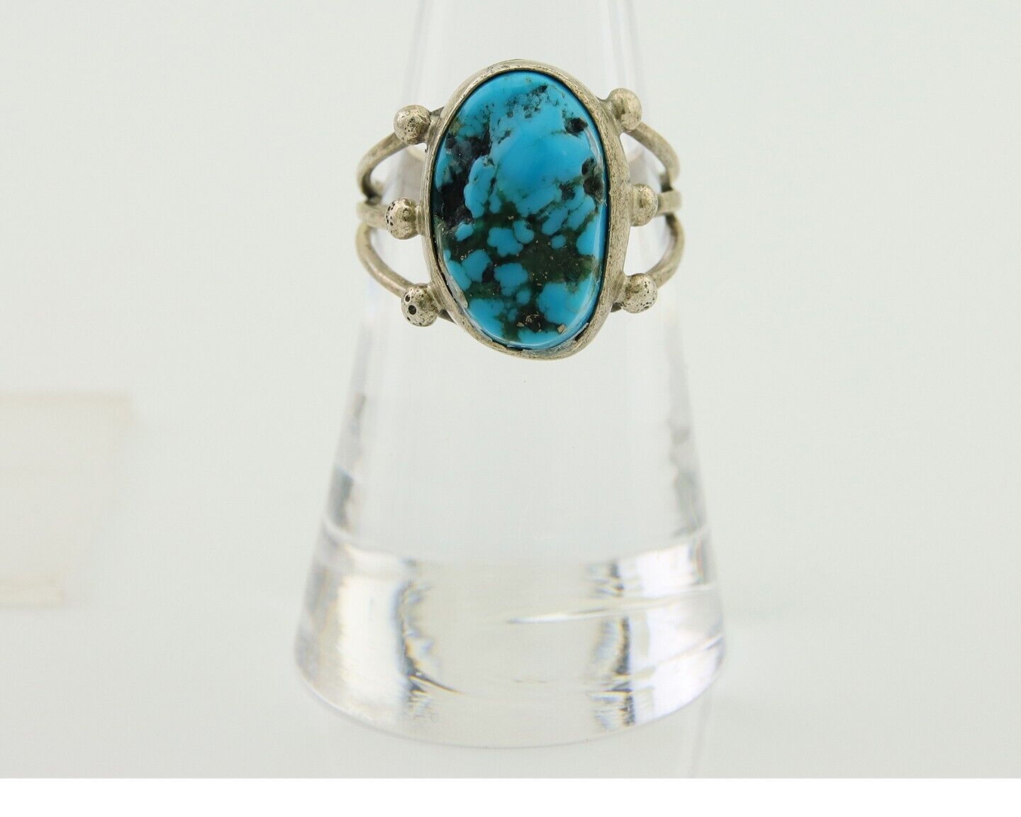 Navajo Handmade Ring 925 Silver Sleeping Beauty Turquoise Artist C.80's