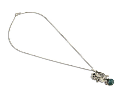 Navajo Necklace 925 Silver Natural Turquoise Artist Signed Wiehe C.80's