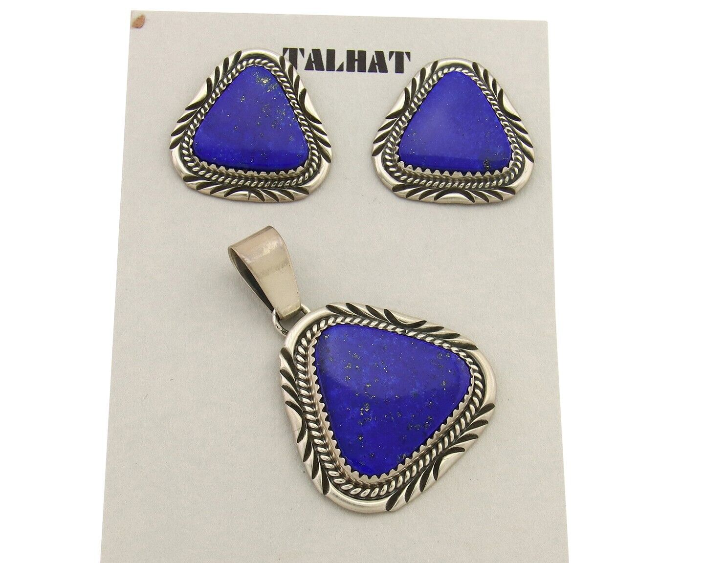 Navajo Pendant Earring Set 925 Silver Lapis Lazuli Signed William Denetdale C80s