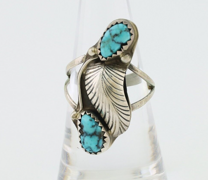 Navajo Handmade Ring 925 Silver Kingman Turquoise Native American Artist C.80's