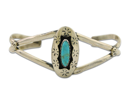 Navajo Cuff Bracelet 925 Silver Turquoise Cuff Artist Signed IJC C.80's