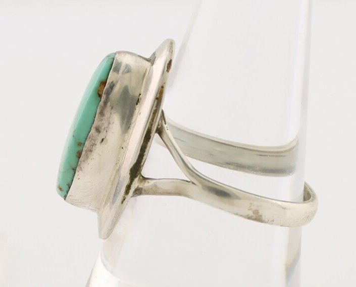 Navajo Handmade Ring 925 Silver Blue Turquoise Artist Signed Kachina C.80's