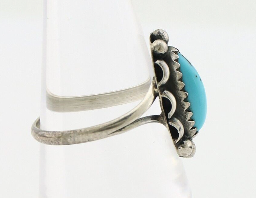 Navajo Ring 925 Silver Sleeping Beauty Turquoise Signed SkyStone Creations C80s