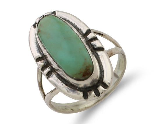 Navajo Handmade Ring 925 Silver Green Turquoise Artist Signed Kachina C.80's