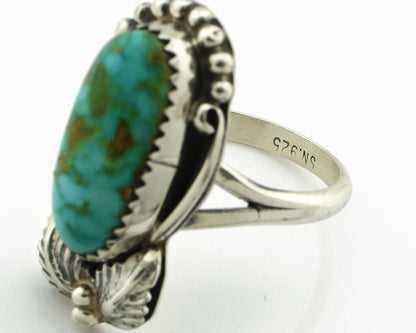 Navajo Ring .925 Silver Natural Mined Royston Turquoise Artist Signed SN C.80's