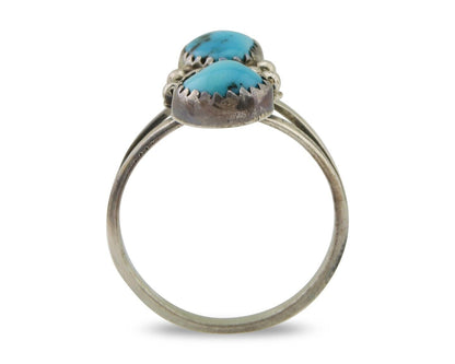 Navajo Ring 925 Silver Natural Blue Turquoise Native American Artist C.80's