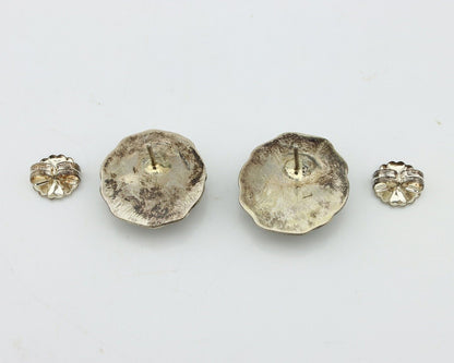 Navajo Handmade Earrings 925 Silver Pink Mussel Native American Artist C.80's