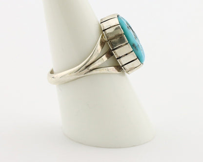 Navajo Ring 925 Silver Sleeping Beauty Turquoise Artist Signed SS C.80's