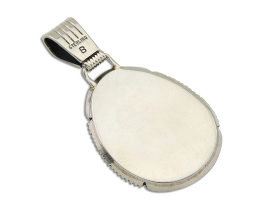 Navajo Pendant 925 Silver Natural Turquoise Artist Signed Lidia Begay C.80's