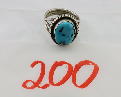 Navajo Ring 925 Silver Natural Blue Turquoise Signed Tony Guerro C.80's