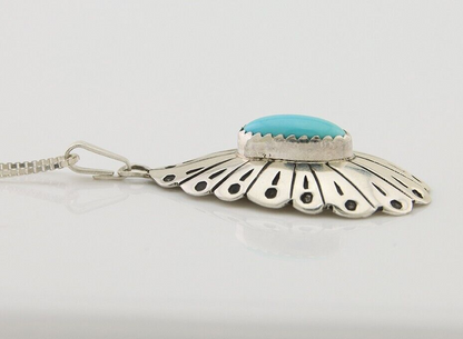 Navajo Necklace 925 Silver Natural Turquoise Native American Artist C.80's