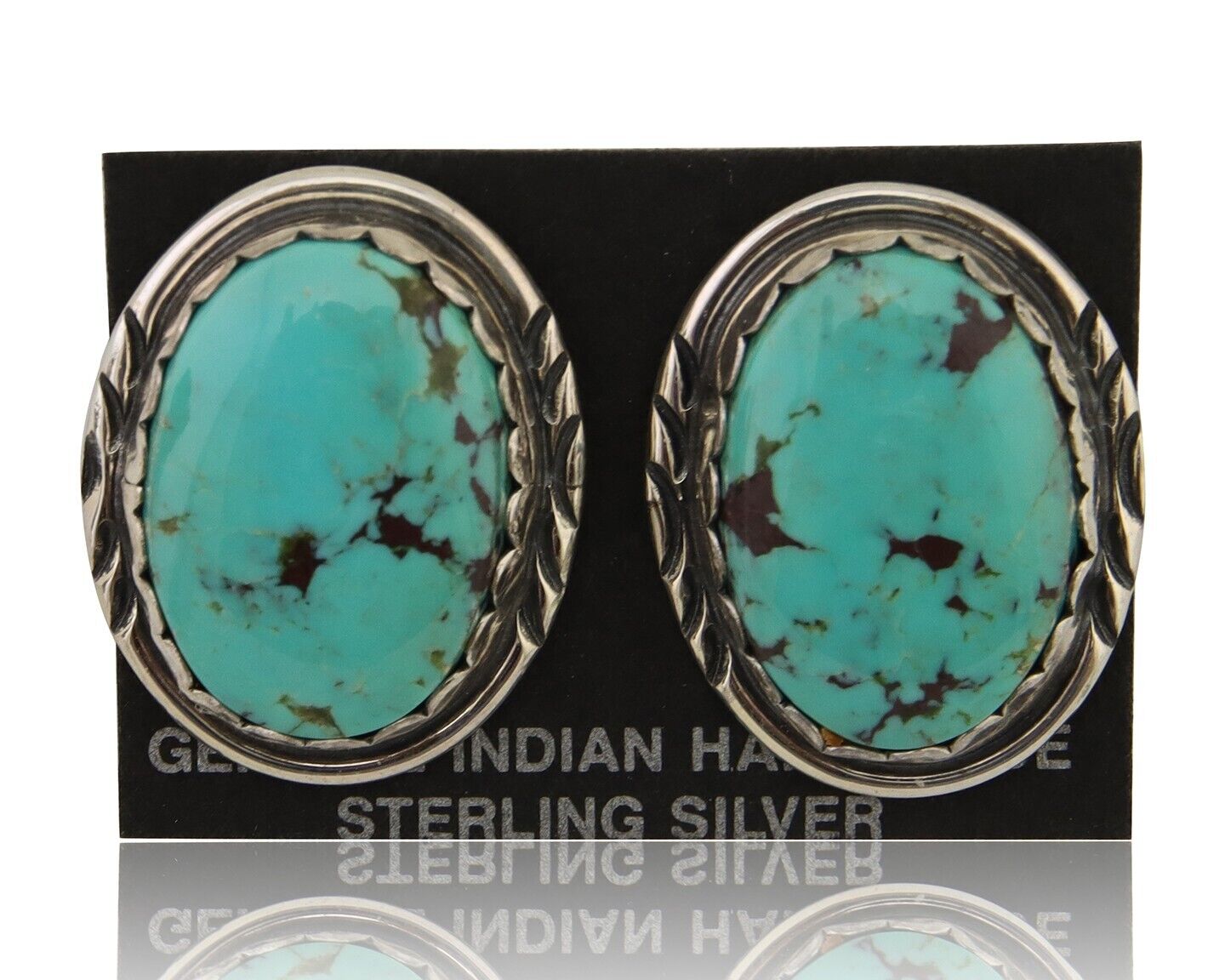 Navajo Earrings 925 Silver Natural Blue Native American Artist C.80's