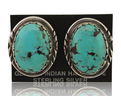 Navajo Earrings 925 Silver Natural Blue Native American Artist C.80's