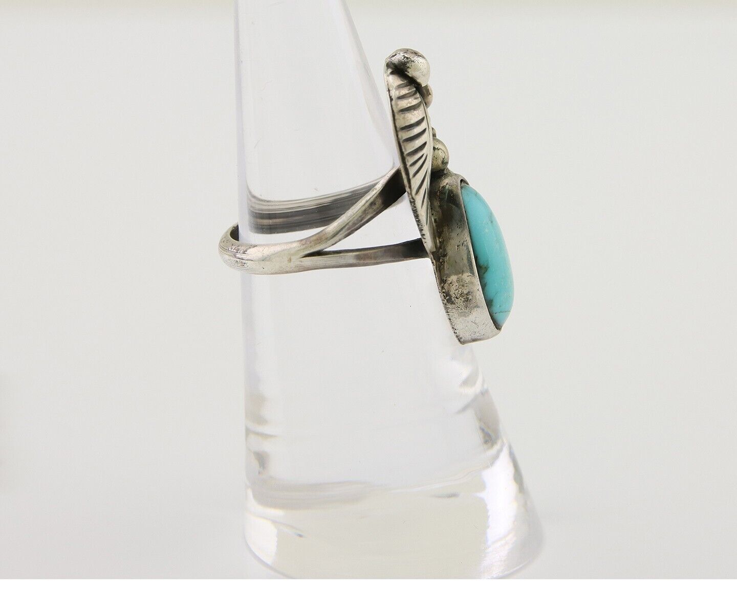 Navajo Handmade Ring 925 Silver Turquoise Signed LS C.80's