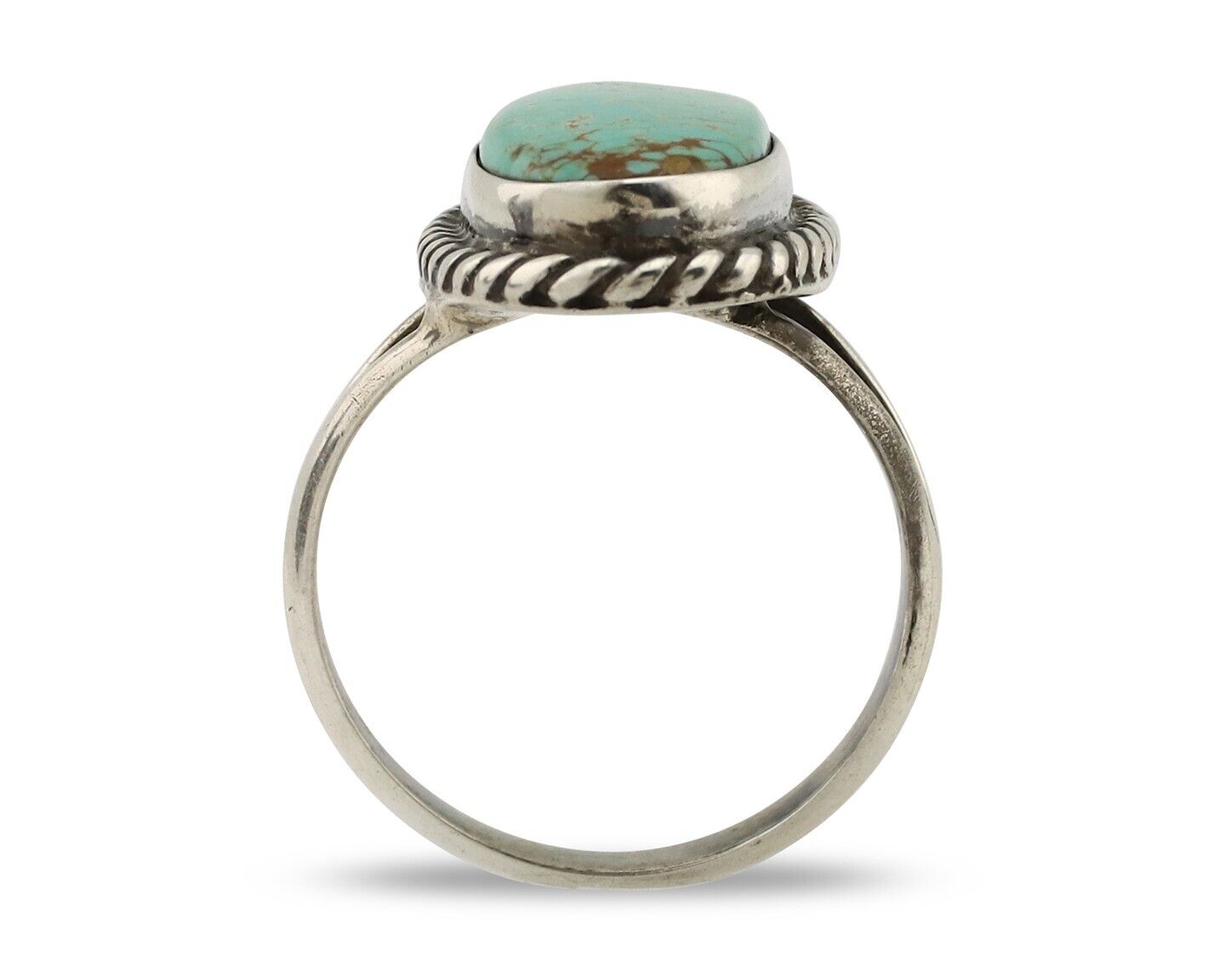 Navajo Ring 925 Silver Natural Kingman Turquoise Artist Signed M Montoya C.80's