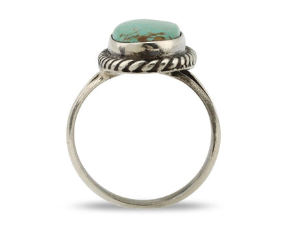 Navajo Ring 925 Silver Natural Kingman Turquoise Artist Signed M Montoya C.80's