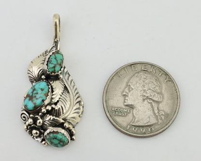 Navajo Pendant 925 Silver Natural Bisbee Turquoise Signed Tom Willeto C.80's