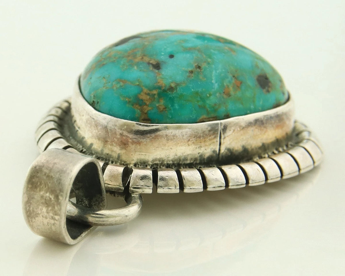Navajo Pendant 925 Sterling Silver Natural Turquoise Handmade Vintage Artist