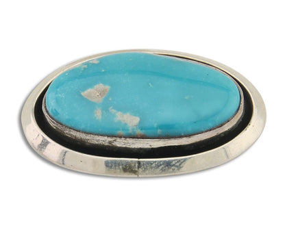 Navajo Pin Pendant 925 Silver Globe Turquoise Artist Signed Doug Zachary C.80's