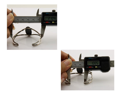 Navajo Hand Stamped Cuff Bracelet Malachite 925 Silver Artist Signed IJC C.80's