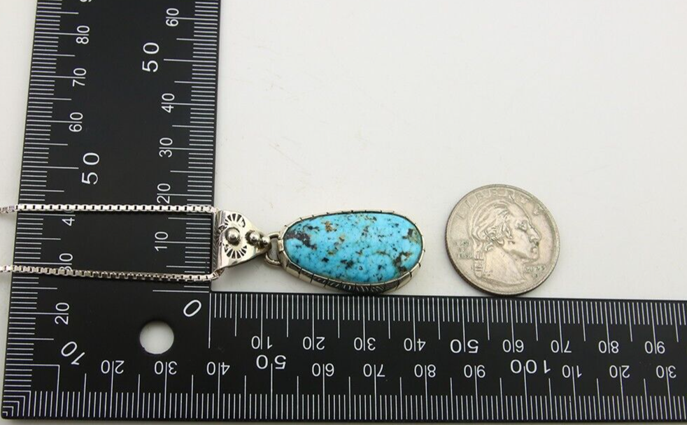 Navajo Necklace 925 Silver Blue Diamond Turquoise Artist Native American C.80's