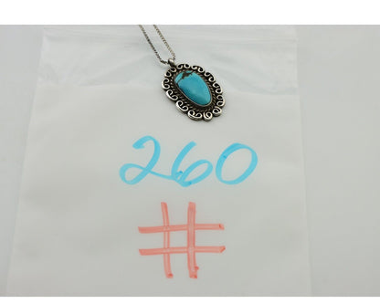 Navajo Pendant 925 Silver Natural Turquoise Signed Wayne Etsitty C.90s