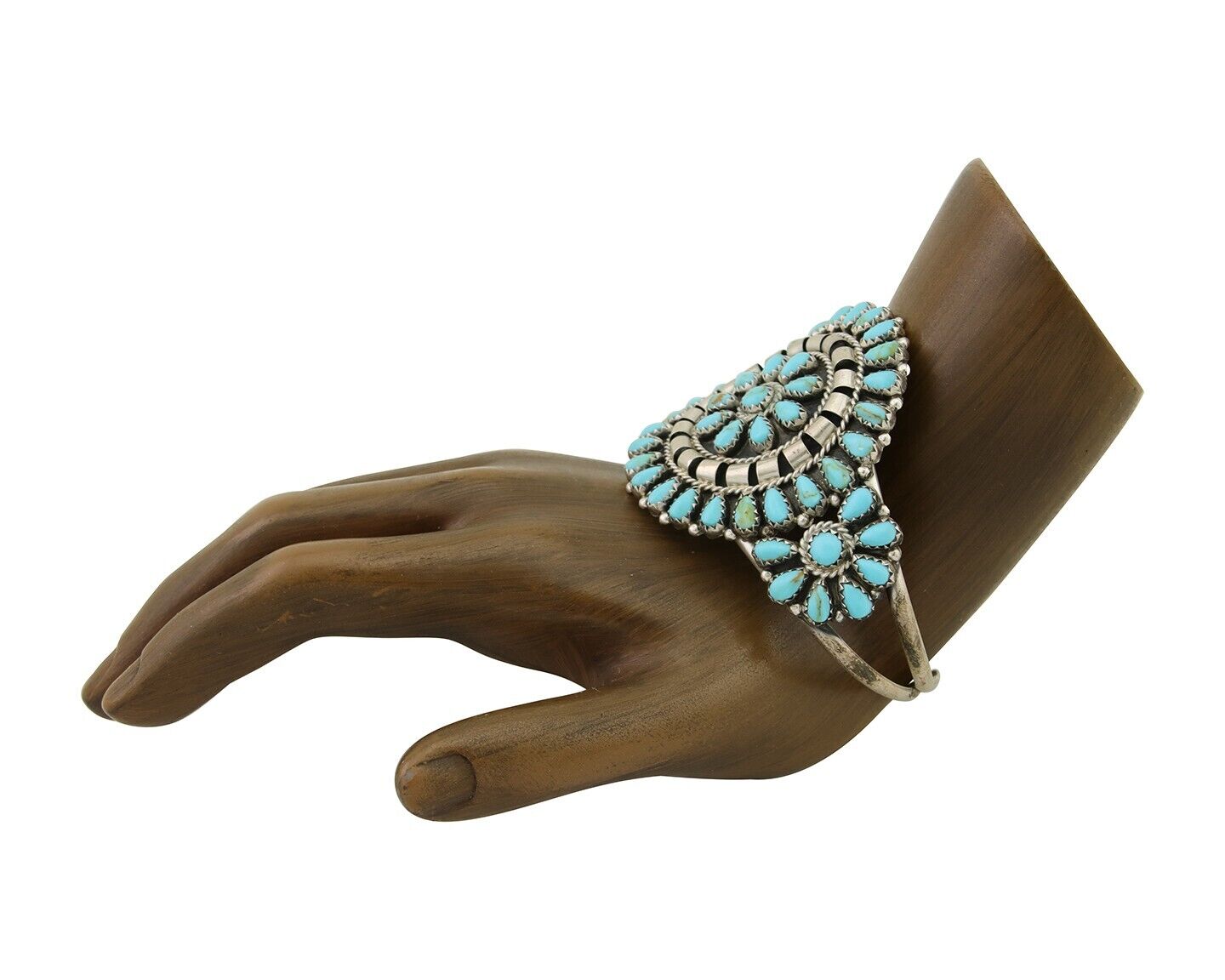 Navajo Bracelet 925 Silver Natural Blue Turquoise Signed Mathilda Benally C.80's