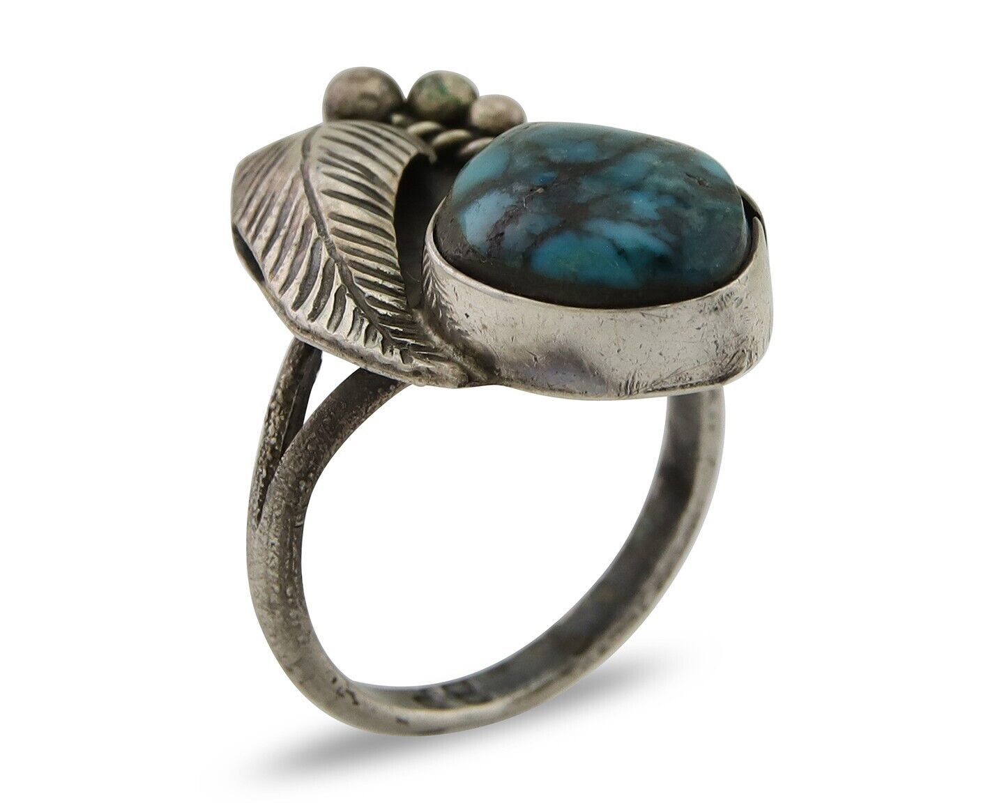 Navajo Handmade Ring 925 Silver Turquoise Signed BP C.80's
