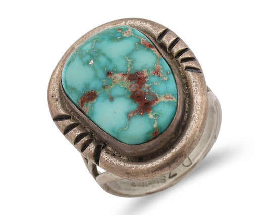 Navajo Ring .925 Silver Blue Turquoise Artist Signed Doug Zachary C.80's