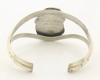Navajo Cuff Bracelet Sterling Silver Natural Gemstone Vintage Native Signed JM