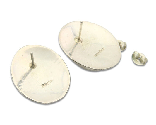 Navajo Earrings 925 Silver Handmade Natural Turquoise Native Artist C.80's