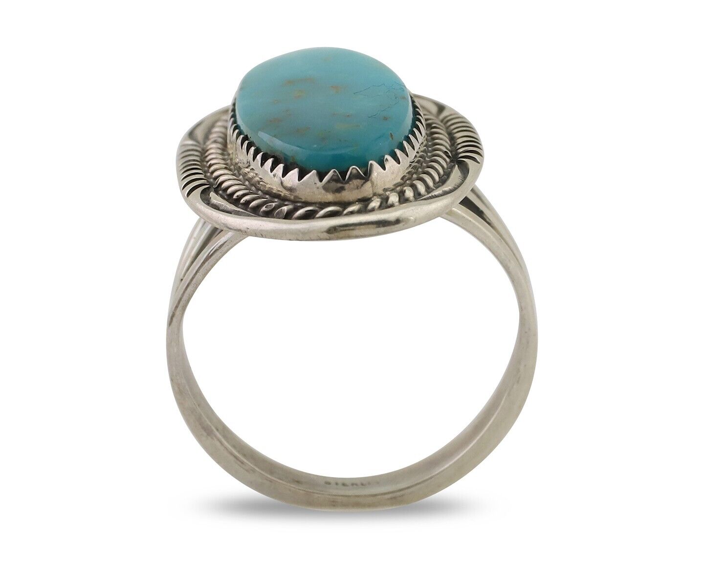 Navajo Ring 925 Silver Natural Blue Turquoise Native American Artist C.80's