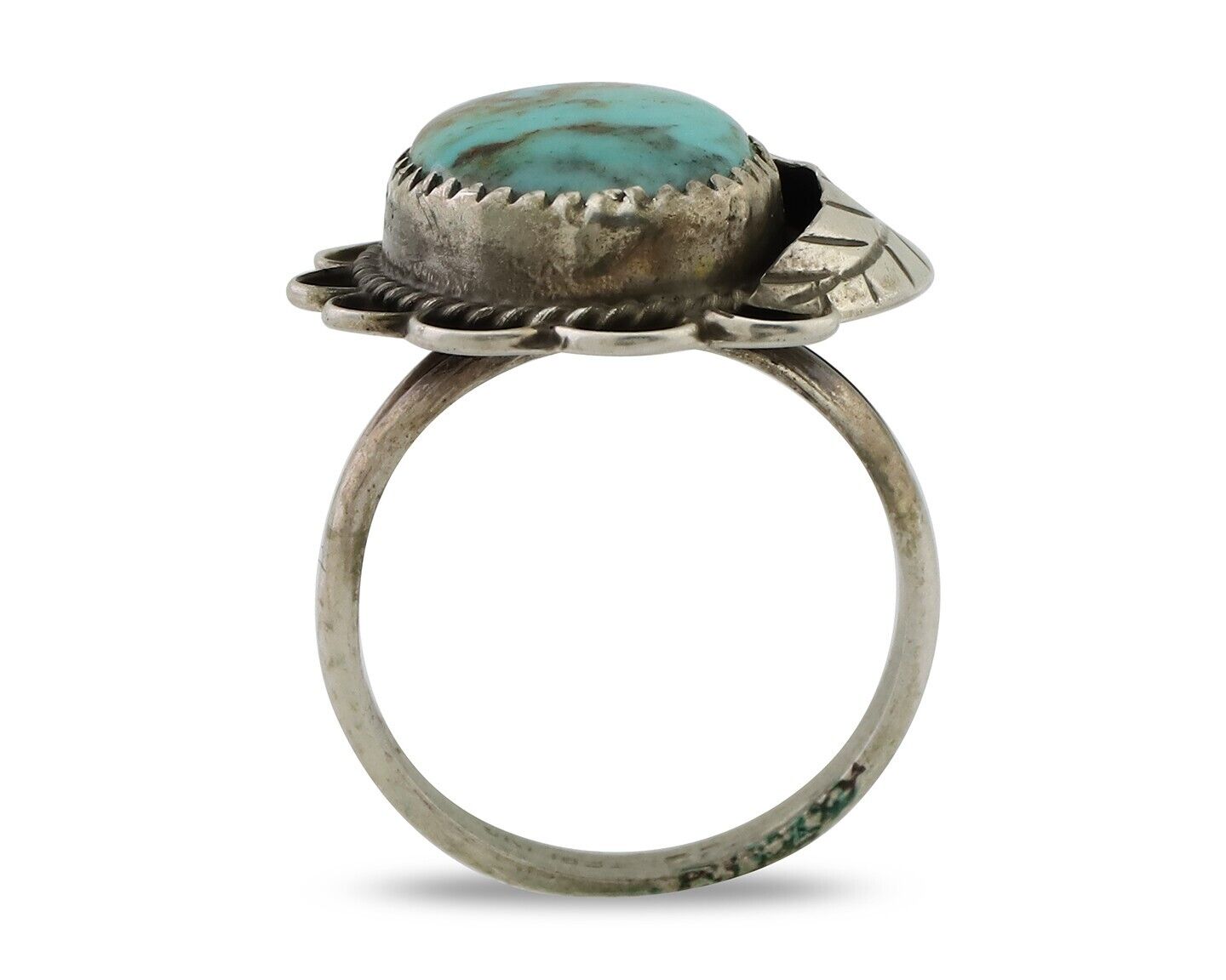 Navajo Handmade Ring 925 Silver Kingman Turquoise Native American Artist C.80's