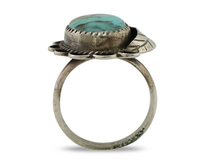 Navajo Handmade Ring 925 Silver Kingman Turquoise Native American Artist C.80's