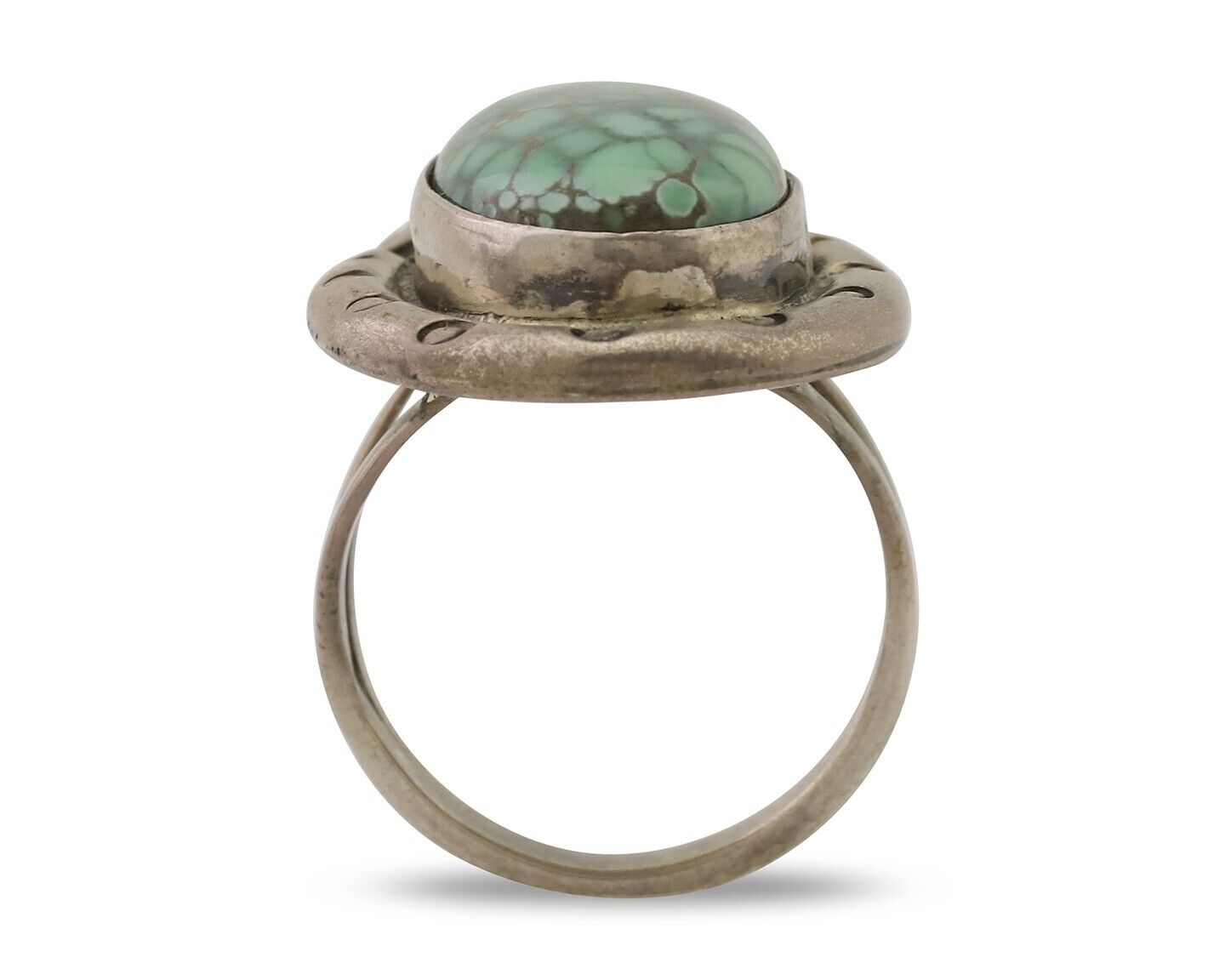 Navajo Ring 925 Silver Spiderweb Turquoise Artist Signed Carol Felley C.80's