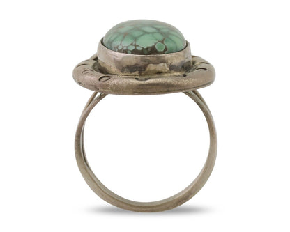 Navajo Ring 925 Silver Spiderweb Turquoise Artist Signed Carol Felley C.80's