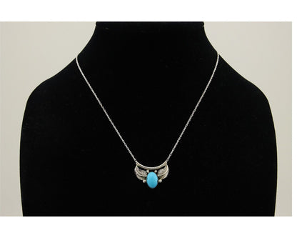 Navajo Turquoise Necklace 925 Silver Signed Eugene Belone C.80's