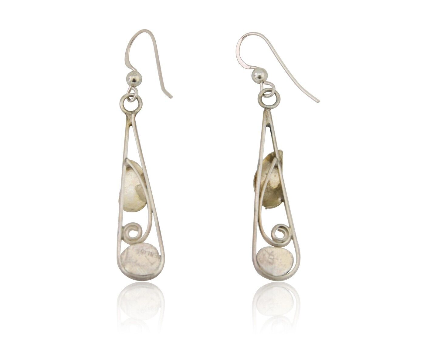 Navajo Dangle Earrings 925 Silver Natural Blue Turquoise Artist Signed JB C.80's