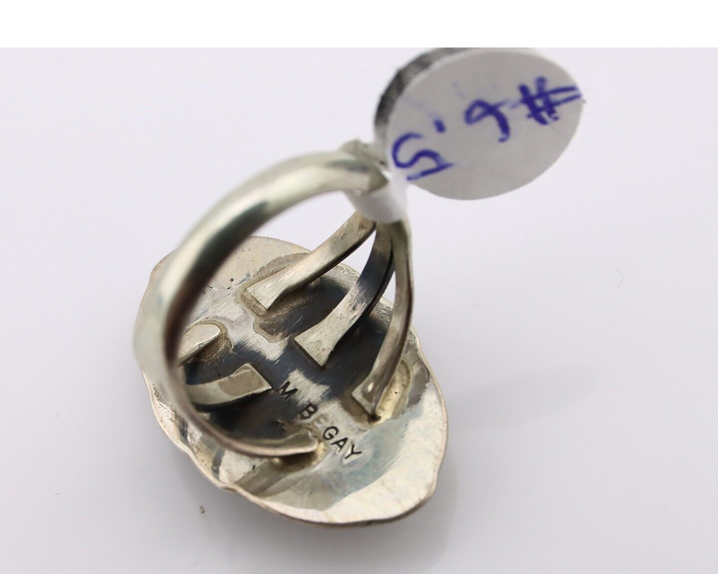 Navajo Ring 925 Silver Natural Turquoise Native Artist Signed M Begay C.80's