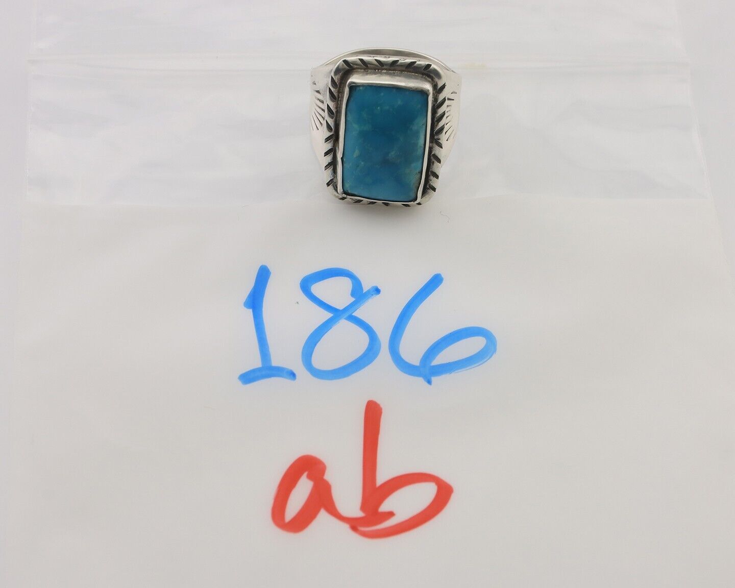 Navajo Ring 925 Silver Natural Blue Turquoise Native American Artist C.80's
