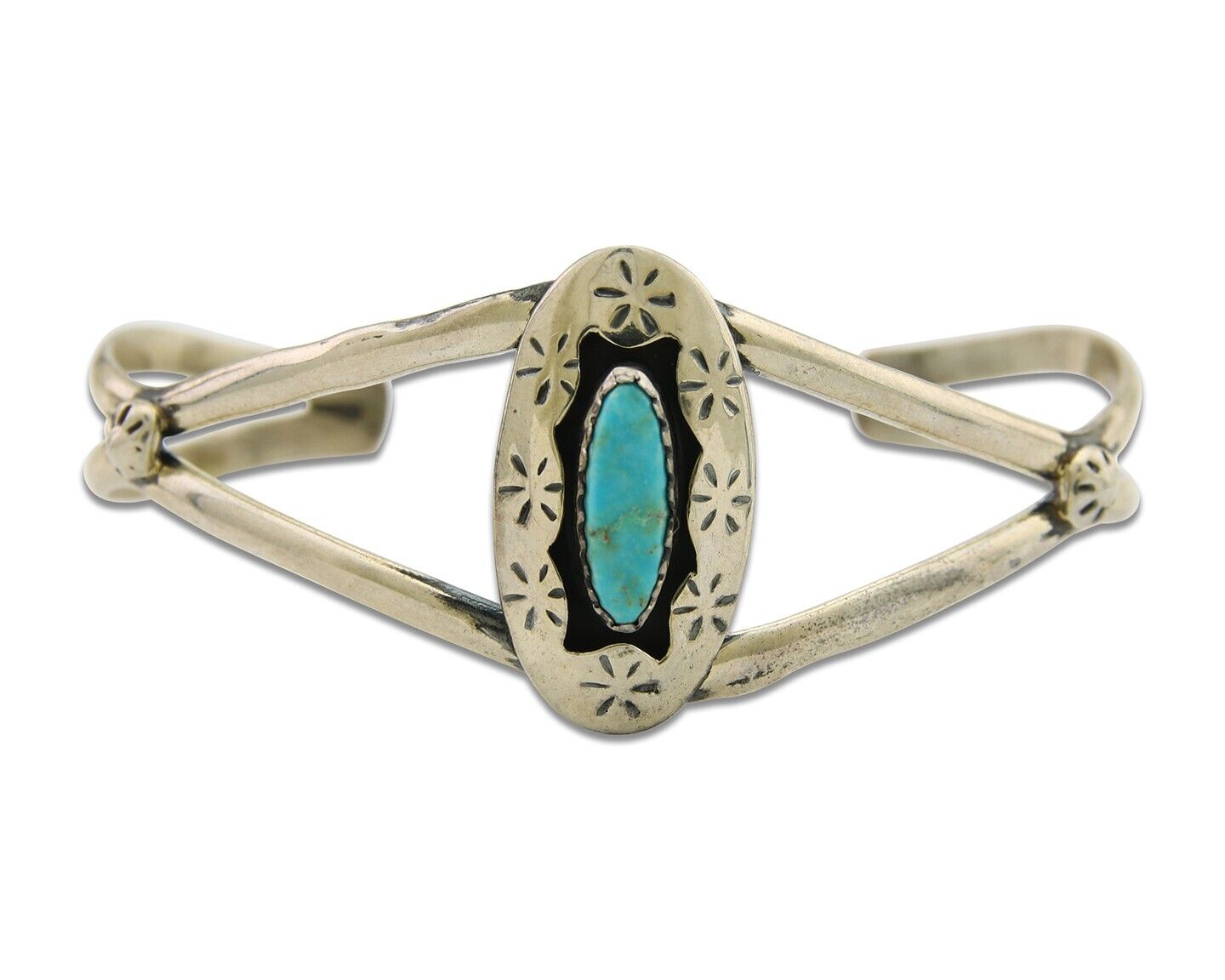 Navajo Cuff Bracelet 925 Silver Turquoise Cuff Artist Signed IJC C.80's