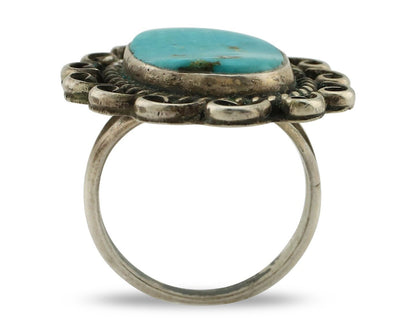 Navajo Ring 925 Silver Natural Blue Turquoise Native American Artist C.80's