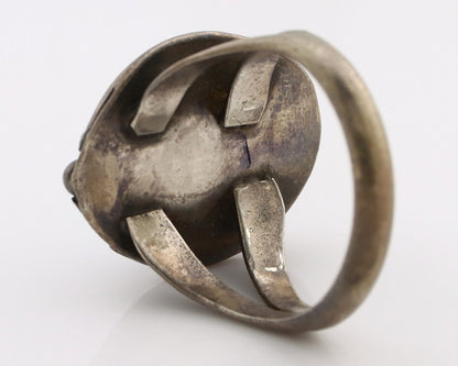 Navajo Ring 925 Silver Blue Turquoise Native American Artist C.80's