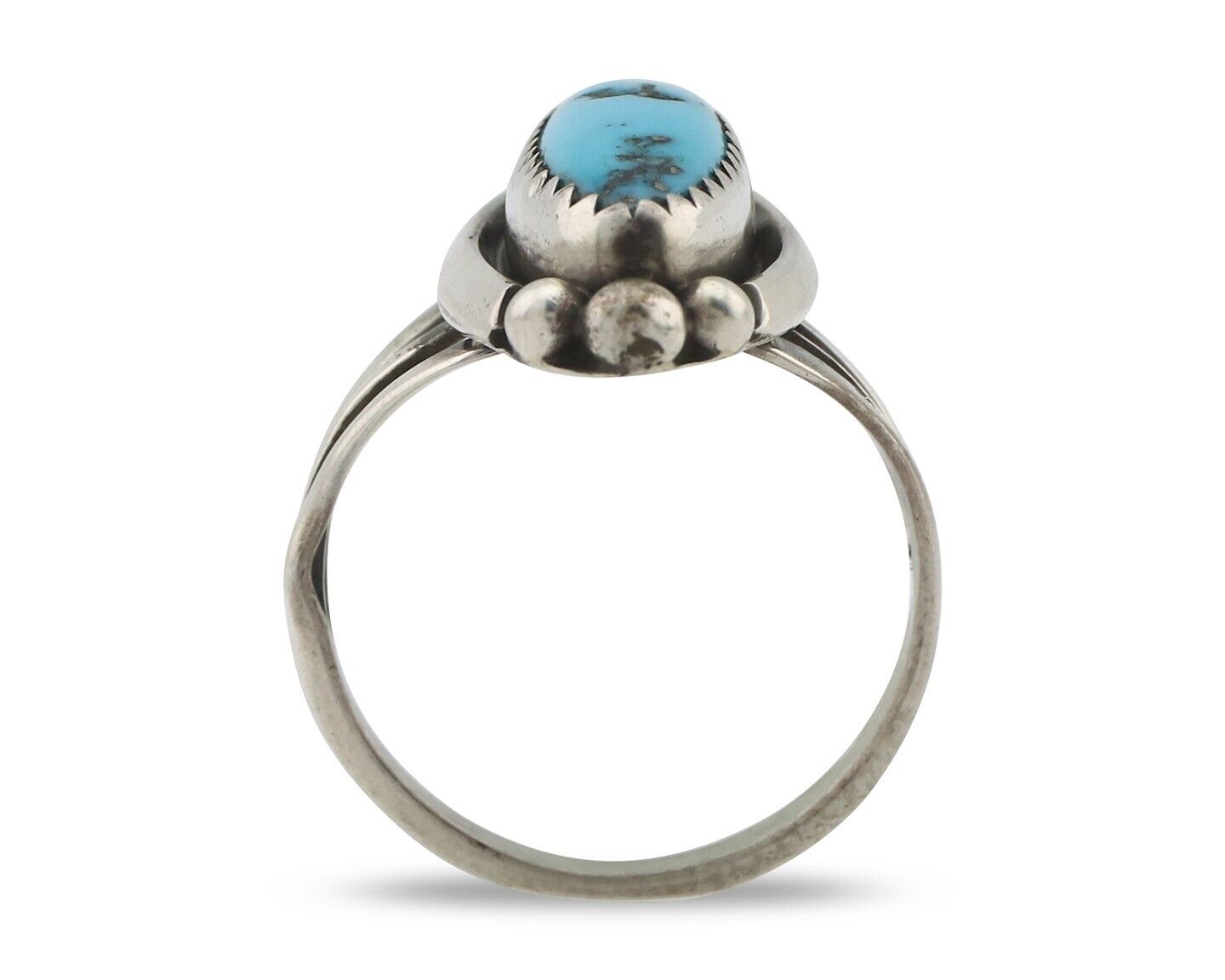 Navajo Ring .925 Silver Sleeping Beauty Turquoise Signed SkyStone Creations C80s
