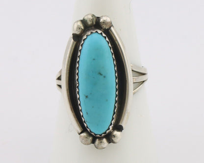 Navajo Ring .925 Silver Sleeping Beauty Turquoise Signed SkyStone Creations C80s