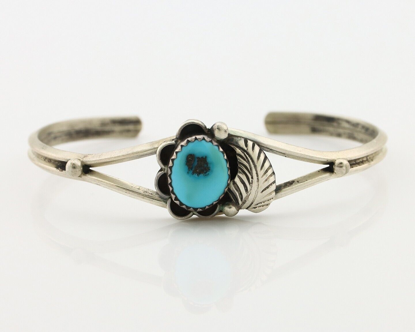 Navajo Handmade Bracelet 925 Silver Natural Blue Turquoise Native American C80s