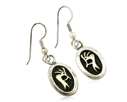 Navajo Dangle Earrings 925 Silver & 14k Solid Gold MM Rogers & NJ C.80's